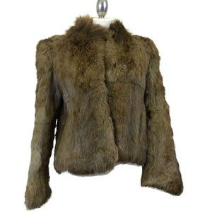 1980s Brown Rabbit Fur Fox Collar Jacket Women's